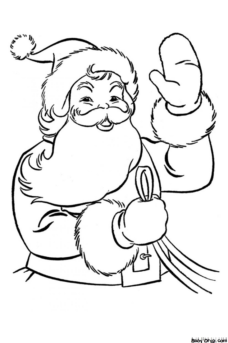 Happy Santa Claus for New Year's Eve Coloring Page | Coloring Year Snake 2025