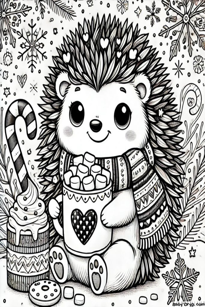 Hedgehog kawaii Coloring Page | Coloring Year Snake 2025
