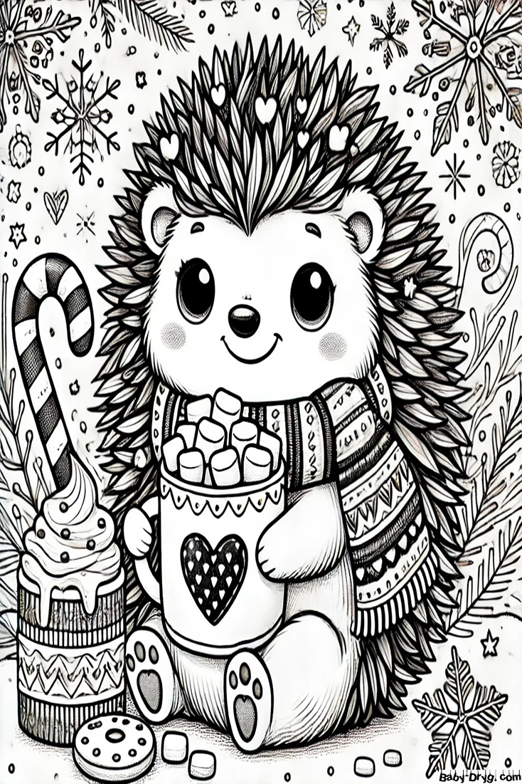 Hedgehog kawaii Coloring Page | Coloring Year Snake 2025