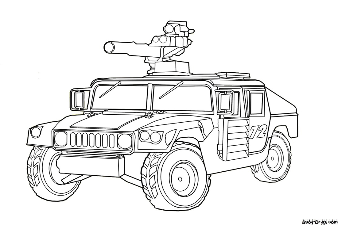 Hummer Coloring Page for a child | Coloring Hummer