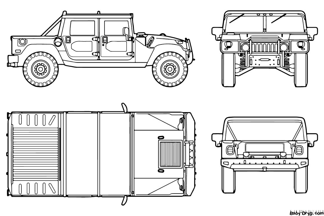 Hummer H1 Coloring Page | Coloring Hummer