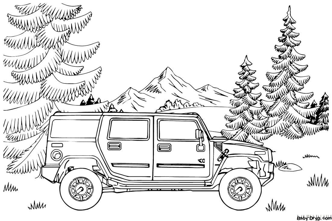 Hummer H2 SUV Coloring Page | Coloring Hummer