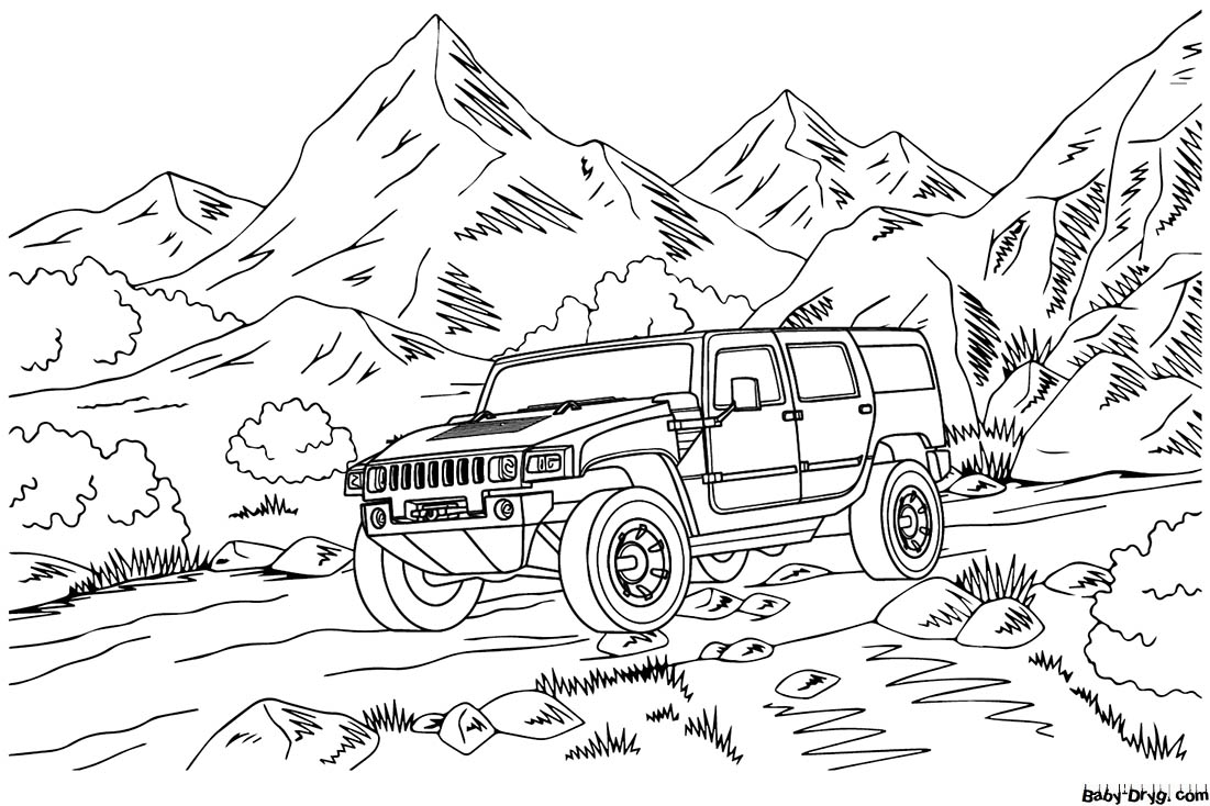 Hummer H3 Coloring Page | Coloring Hummer