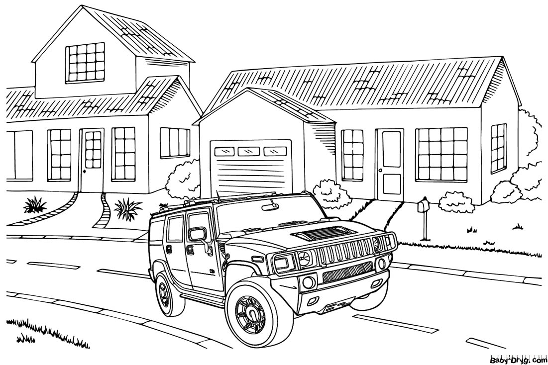 Hummer H4 Coloring Page | Coloring Hummer