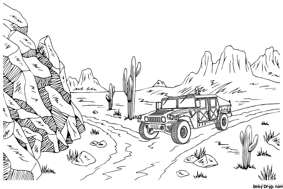 Hummer HMMWY M998 Coloring Page | Coloring Hummer