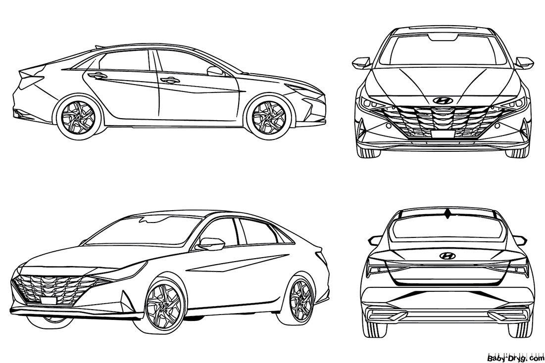 Hyundai Elantra Coloring Page | Coloring Hyundai