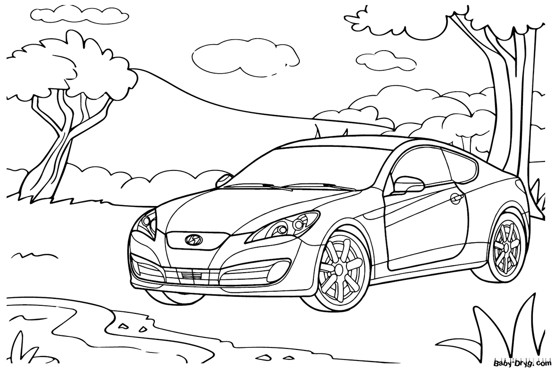Hyundai Genesis Coupe Coloring Page | Coloring Hyundai