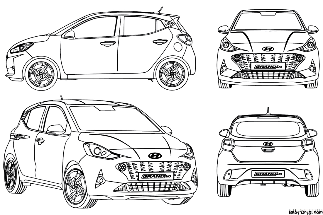 Hyundai Grand I10 Coloring Page | Coloring Hyundai