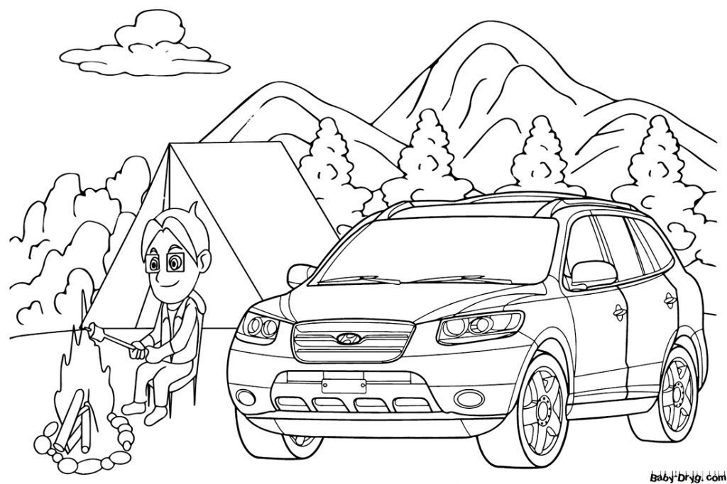Hyundai Santa Fe for free Coloring Page | Coloring Hyundai