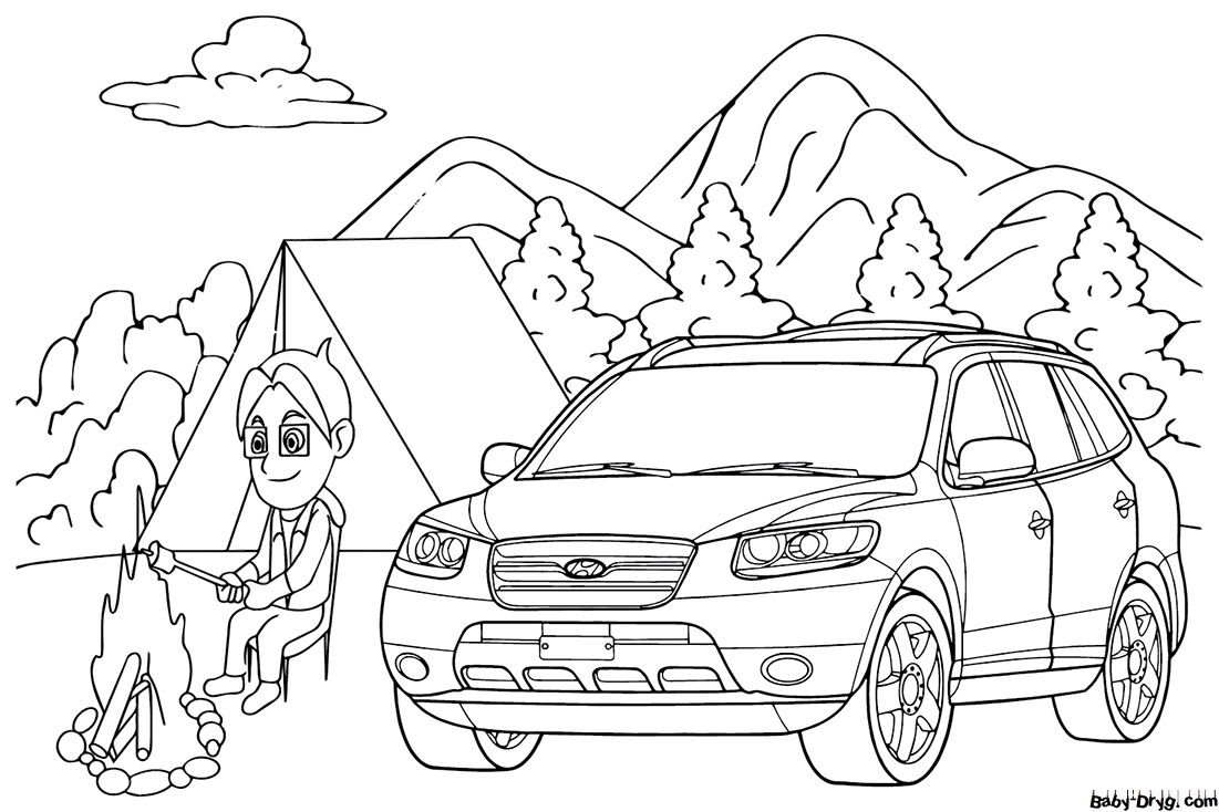 Hyundai Santa Fe for free Coloring Page | Coloring Hyundai