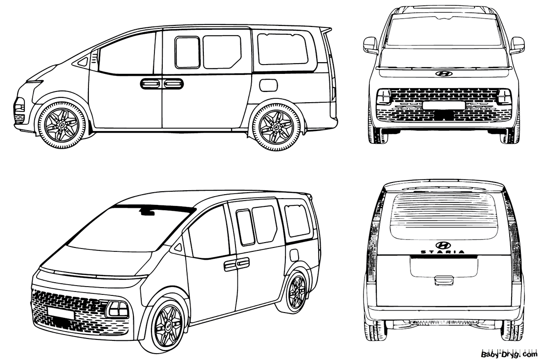 Hyundai Staria Coloring Page | Coloring Hyundai