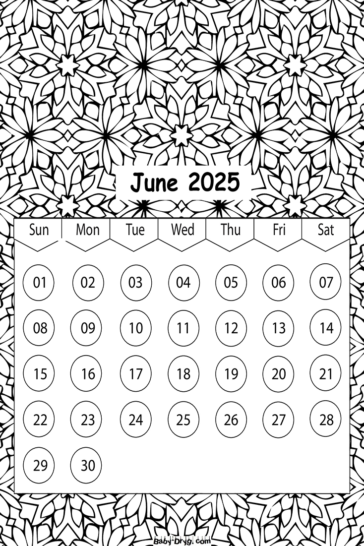 June 2025 Calendar | Coloring Calendar 2025 year