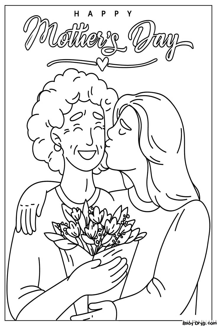 May Happy Mother's Day Coloring Page | Coloring Mother's Day