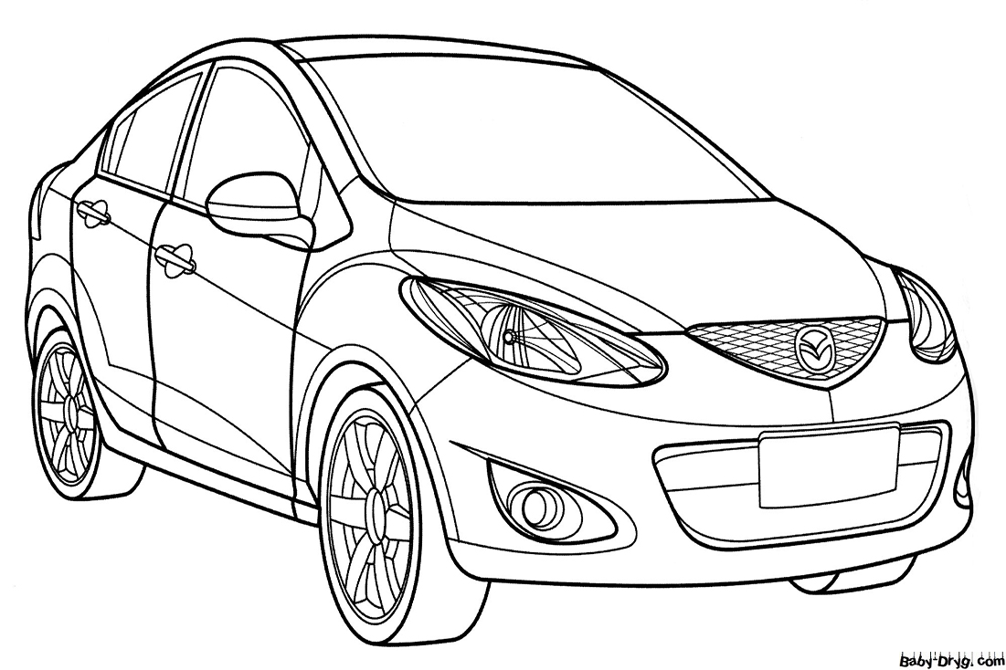 Mazda 2 Sedan Coloring Page | Coloring Mazda