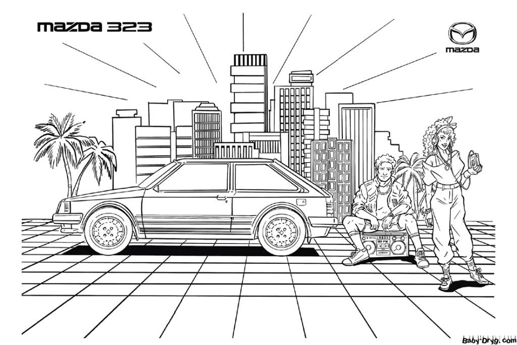 Mazda 323 Coloring Page | Coloring Mazda