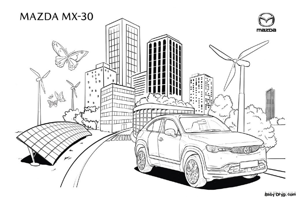 Mazda MX-30 Coloring Page | Coloring Mazda