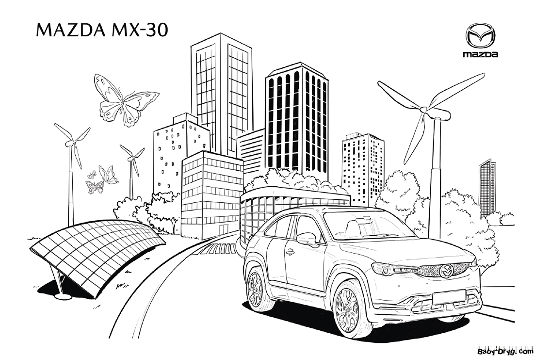 Mazda MX-30 Coloring Page | Coloring Mazda