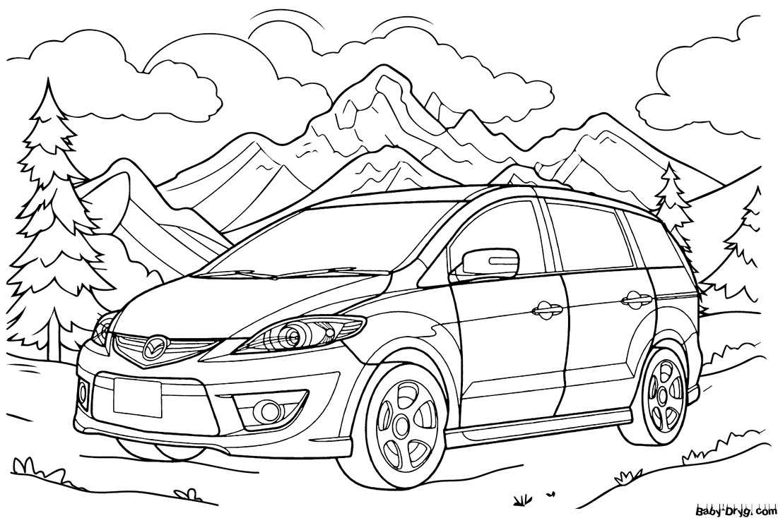 Mazda Premacy minivan Coloring Page | Coloring Mazda