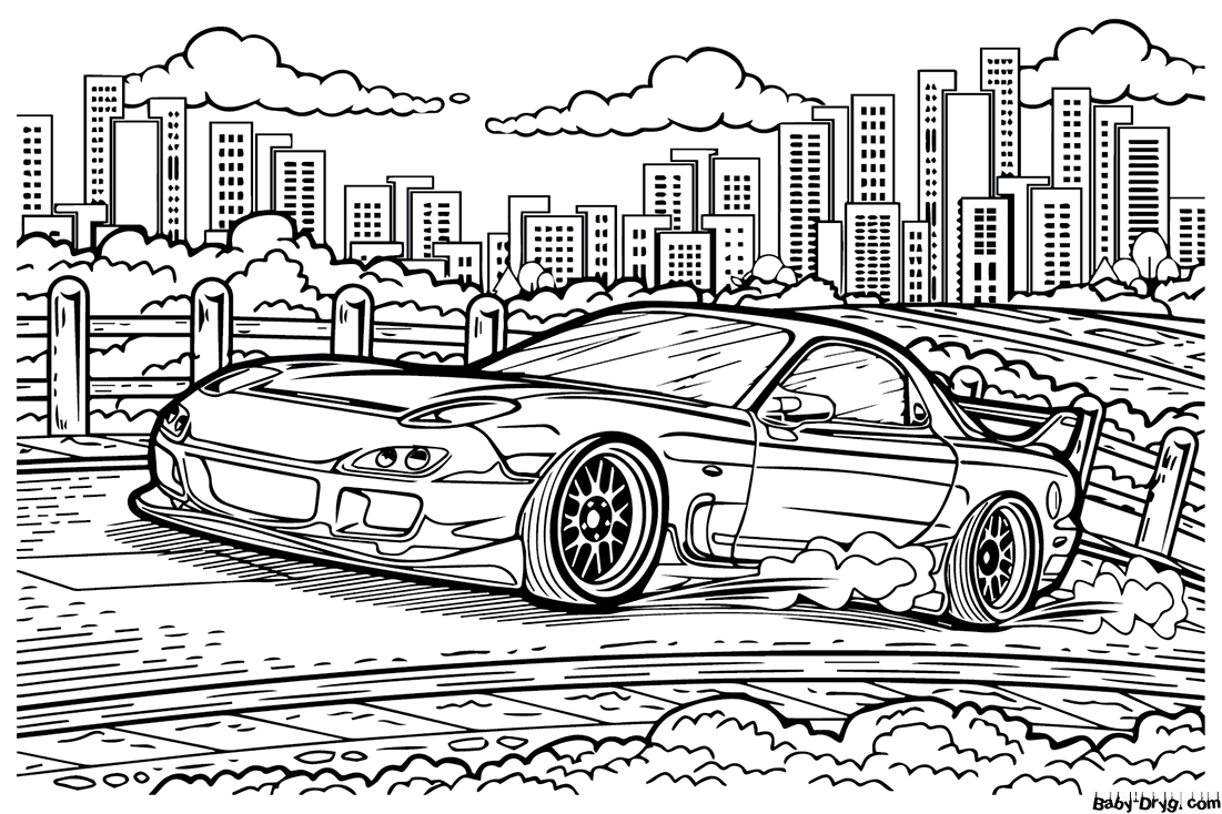 Mazda RX7 OKE Coloring Page | Coloring Mazda