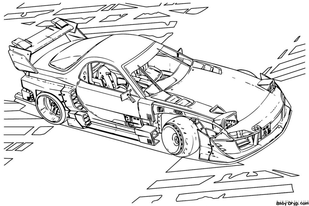 Mazda RX-7 FD3S Coloring Page | Coloring Mazda