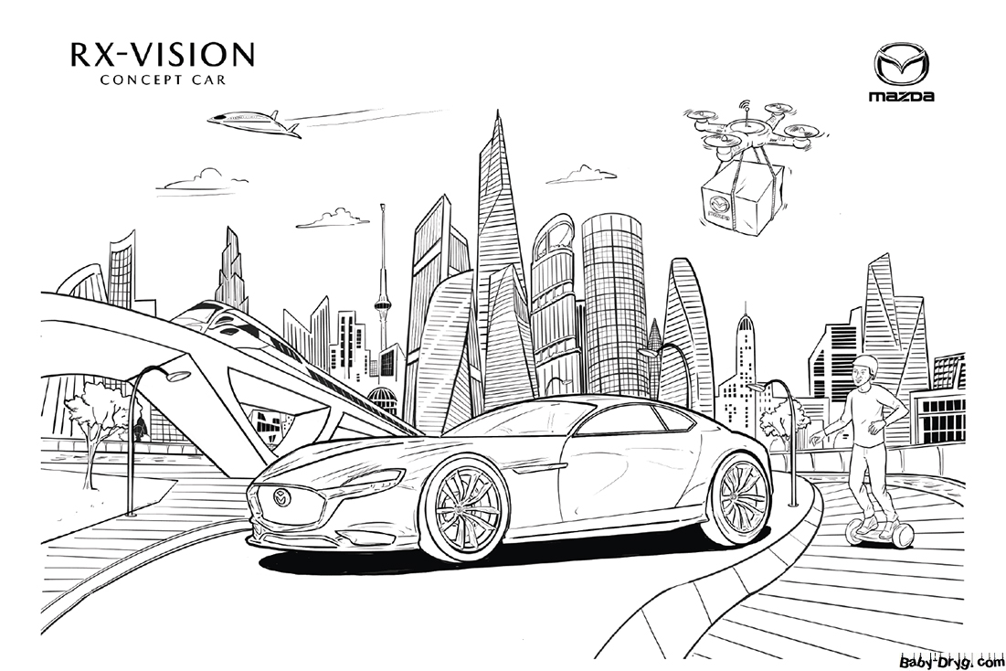 Mazda RX-Vision Coloring Page | Coloring Mazda