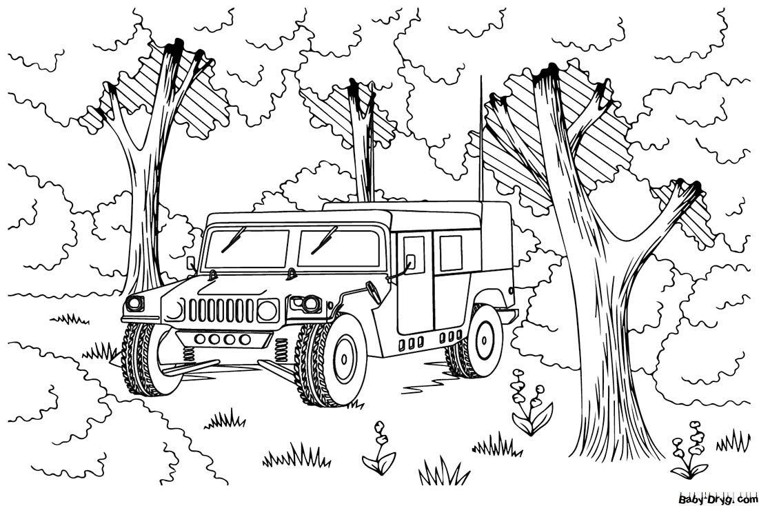 Military Hummer Coloring Page | Coloring Hummer