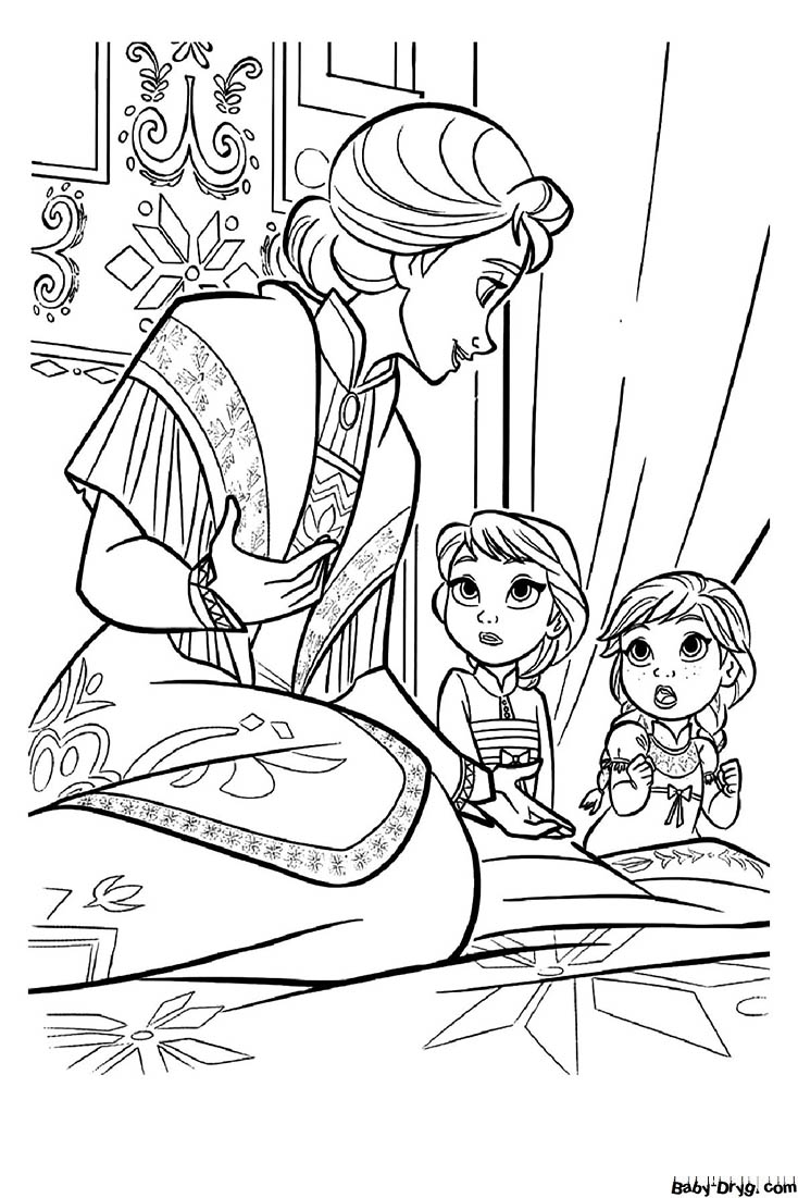Mom and Anna and Elsa Coloring Page | Coloring Mother's Day