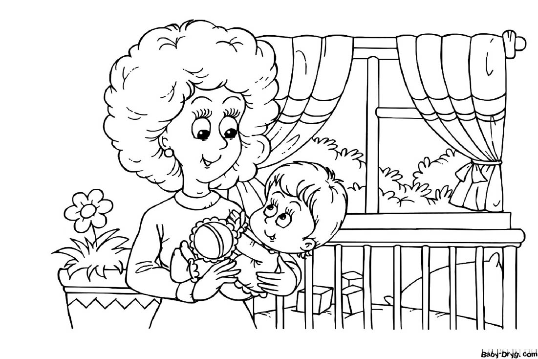 Mom and baby Coloring Page | Coloring Mother's Day