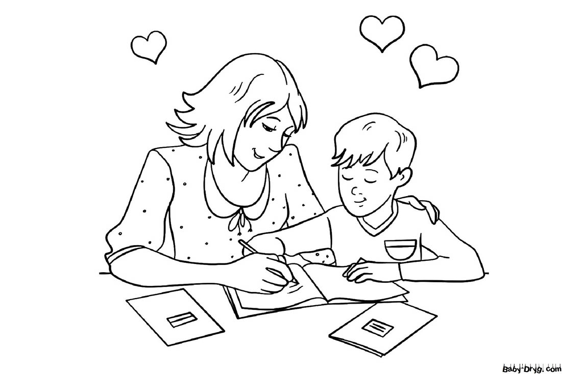 Mom's at school Coloring Page | Coloring Mother's Day
