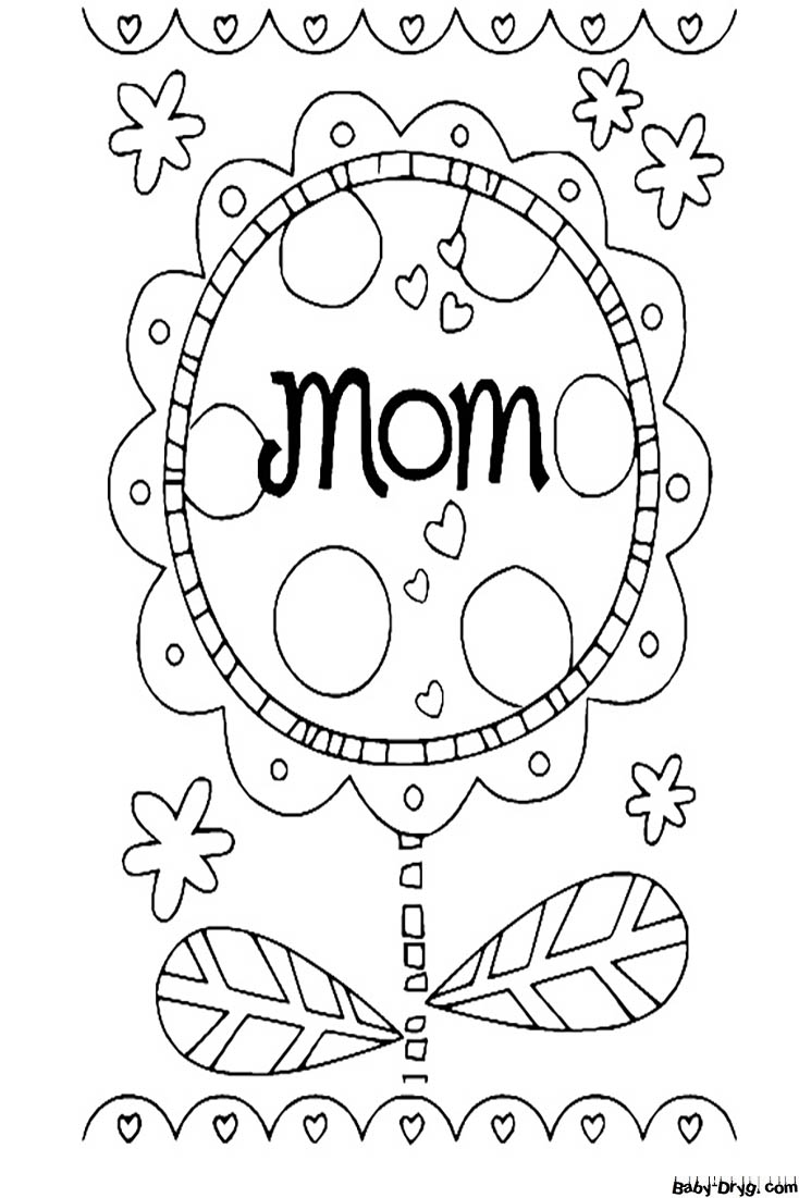 Mom Sunflower Card Coloring Page | Coloring Mother's Day