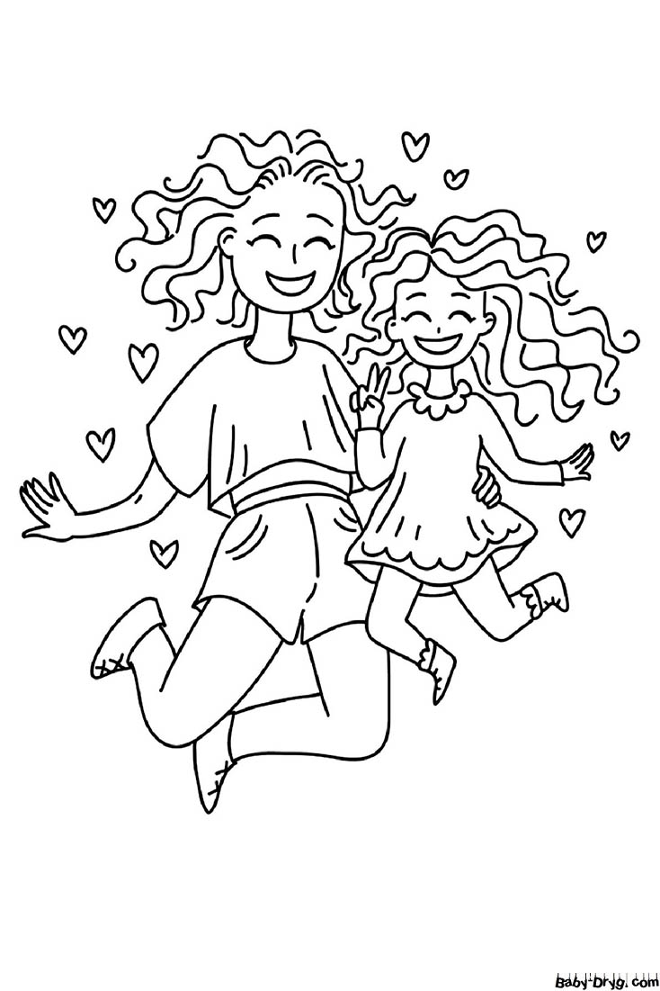 Mother and daughter Coloring Page | Coloring Mother's Day