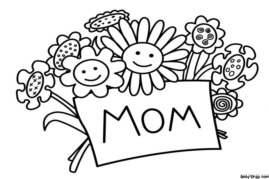 Mothers Day Coloring Flower Coloring Page | Coloring Mother's Day