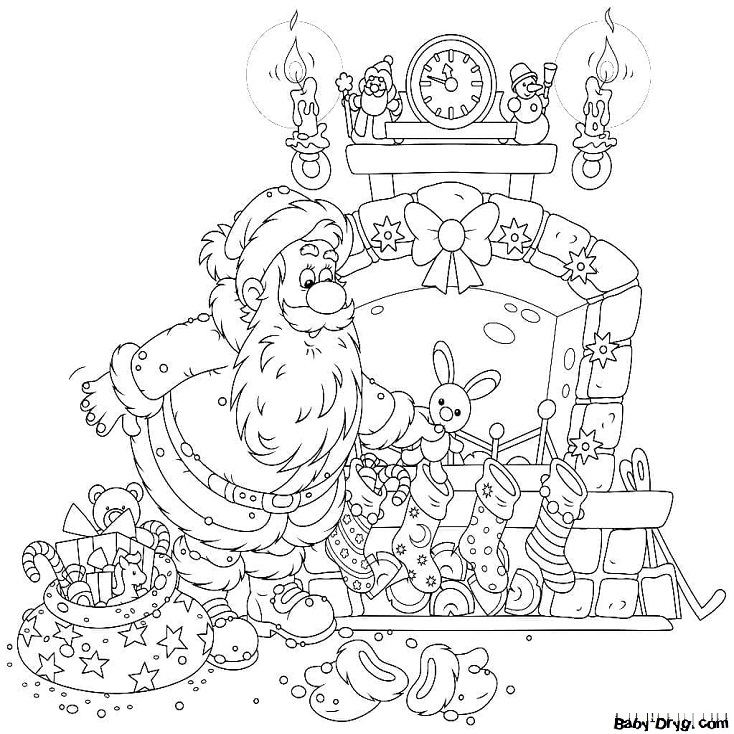 New Year's fireplace Coloring Page | Coloring Year Snake 2025