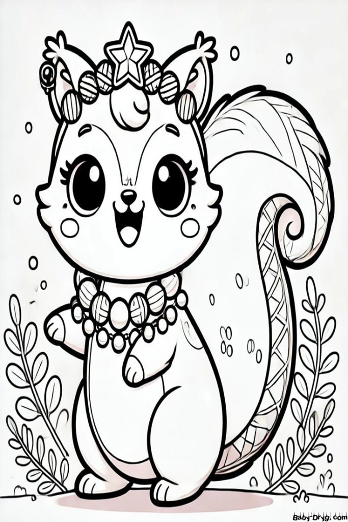 New Year's Squirrel Coloring Page | Coloring Year Snake 2025