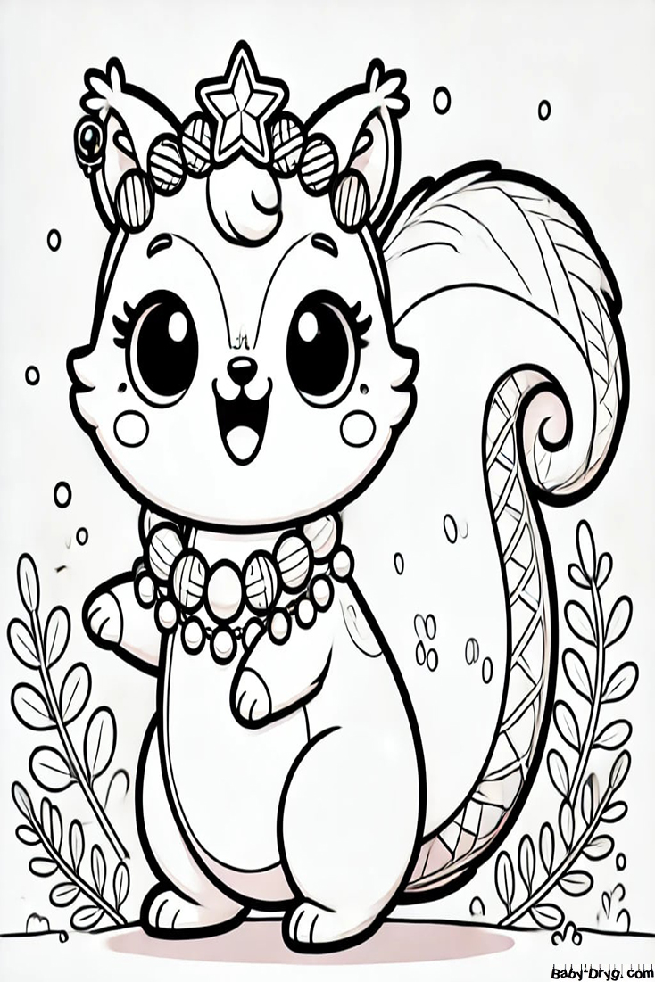 New Year's Squirrel Coloring Page | Coloring Year Snake 2025