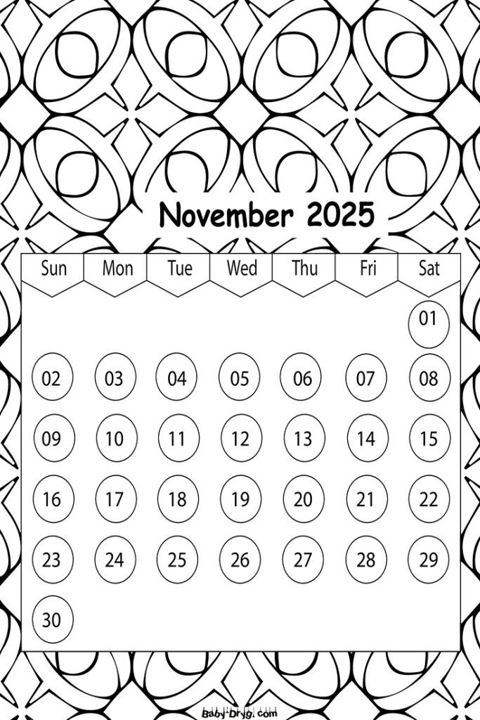 November 2025 Calendar | Coloring Calendar 2025 year