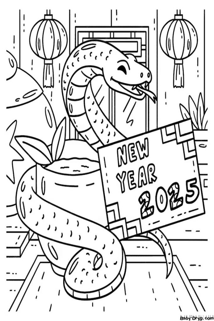 Picture of Snakes for New Year | Coloring Year Snake 2025