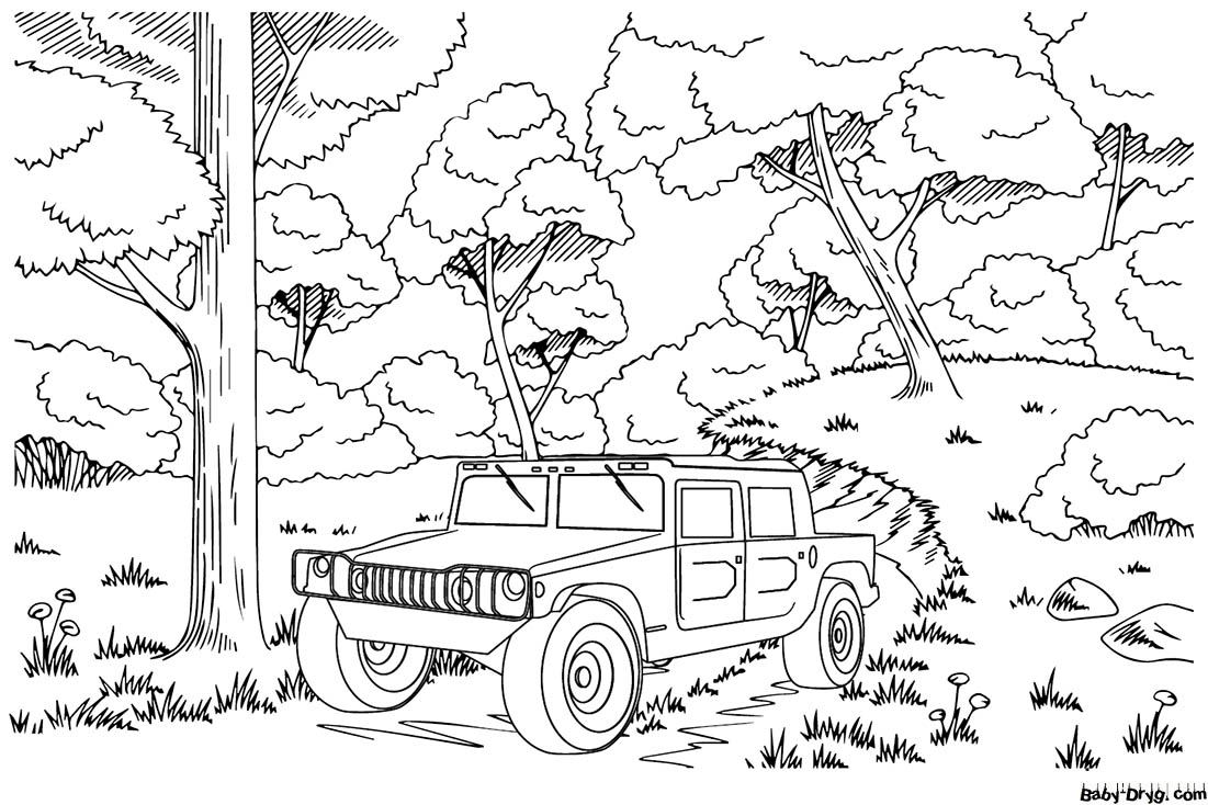 Pictures for coloring Hummer H1 | Coloring Hummer