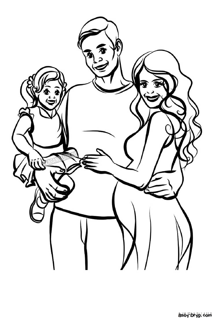Pregnant mom, dad and baby Coloring Page | Coloring Mother's Day