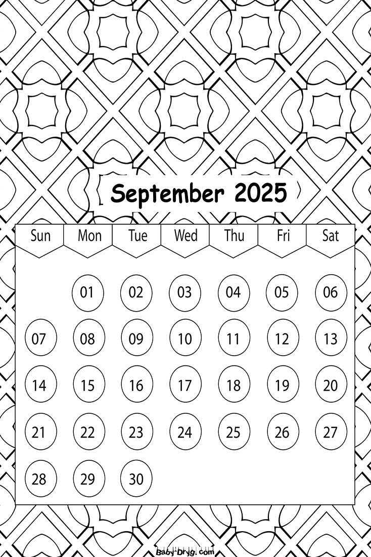 September 2025 Calendar | Coloring Calendar 2025 year