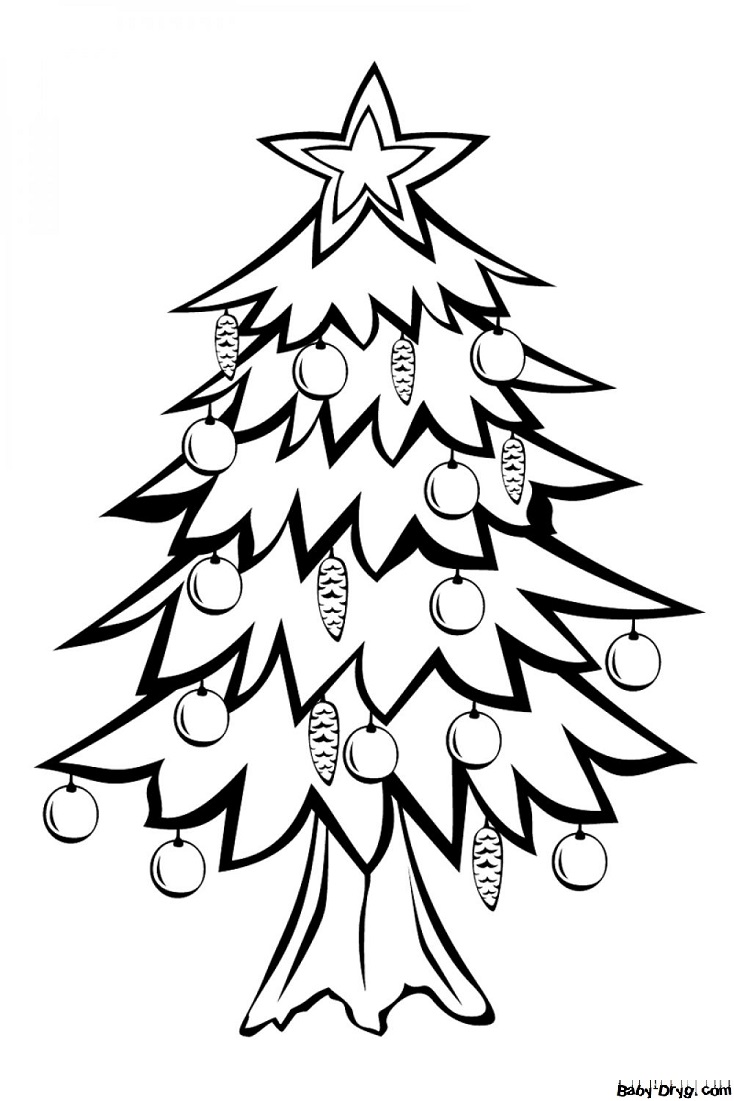 Simple Christmas tree for 2025 Coloring Page | Coloring Year Snake 2025