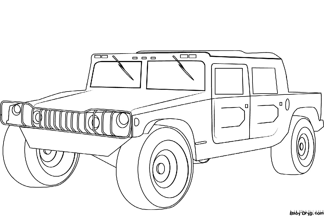 Simple Coloring Page Hummer | Coloring Hummer