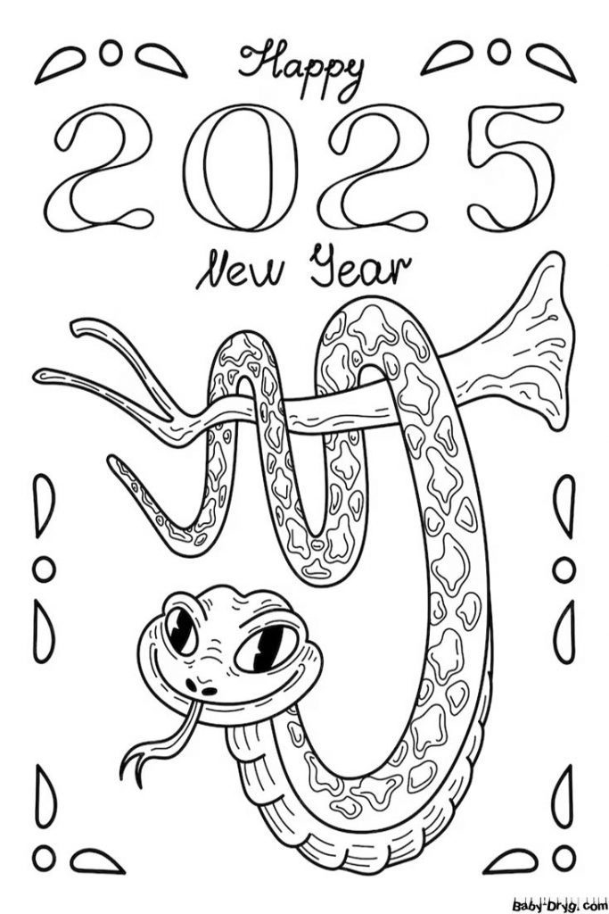 Snake drawing for the New Year | Coloring Year Snake 2025