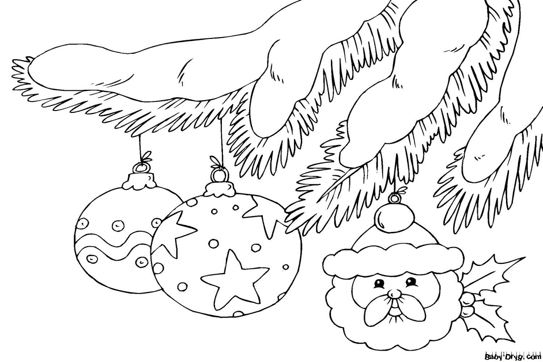 Spruce branch and balloons Coloring Page | Coloring Year Snake 2025