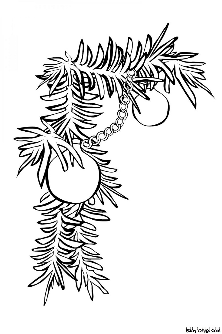 Spruce branches for 2025 Coloring Page | Coloring Year Snake 2025