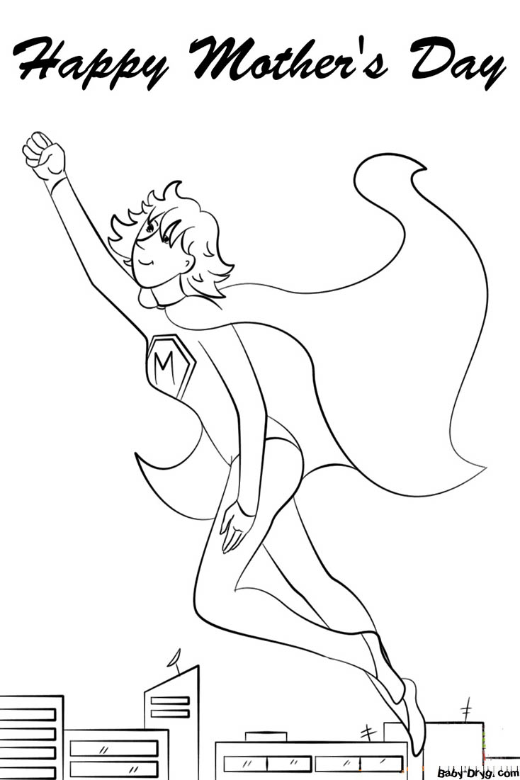 Super Mom Coloring Page | Coloring Mother's Day