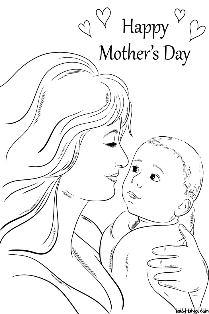 Sweet Mom And Son Coloring Page | Coloring Mother's Day