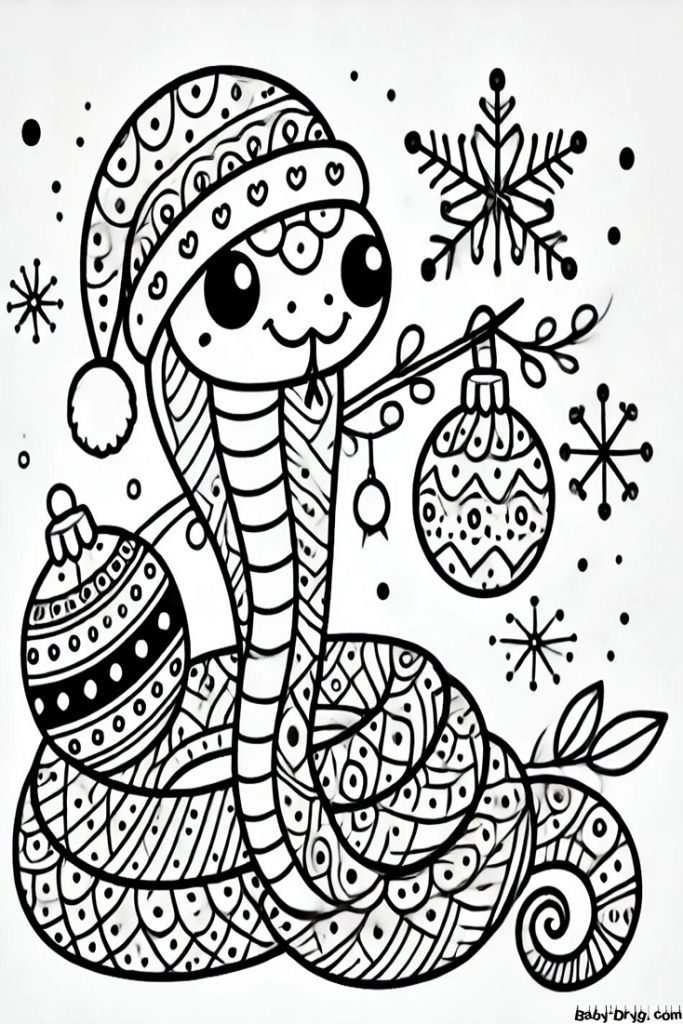 Symbol of the Year of the Serpent 2025 Coloring Page | Coloring Year Snake 2025