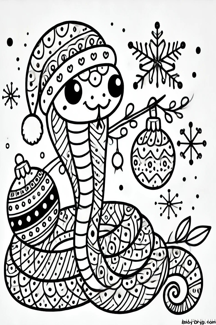 Symbol of the Year of the Serpent 2025 Coloring Page | Coloring Year Snake 2025