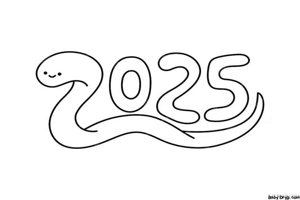 Template for New Year 2025 Numbers | Coloring Year Snake 2025